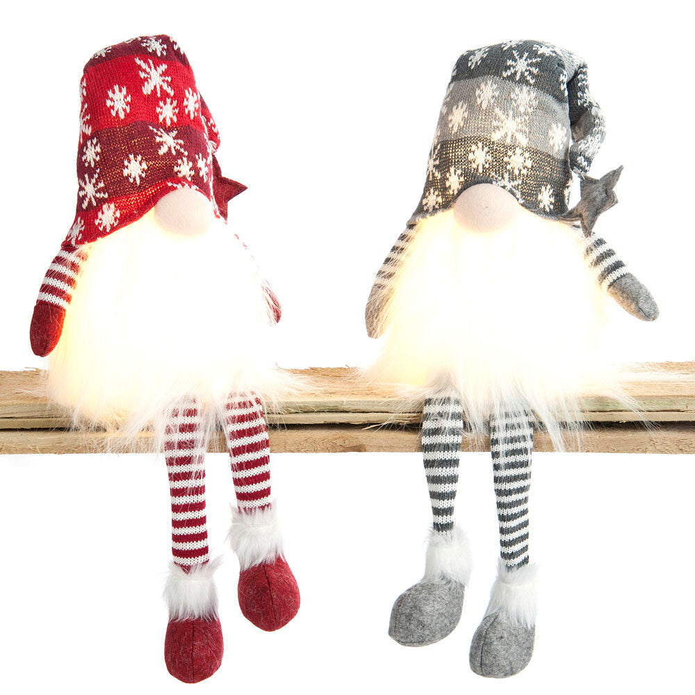 50cm Battery Operated Snowflake Dangly Legs Gonks Red & Silver