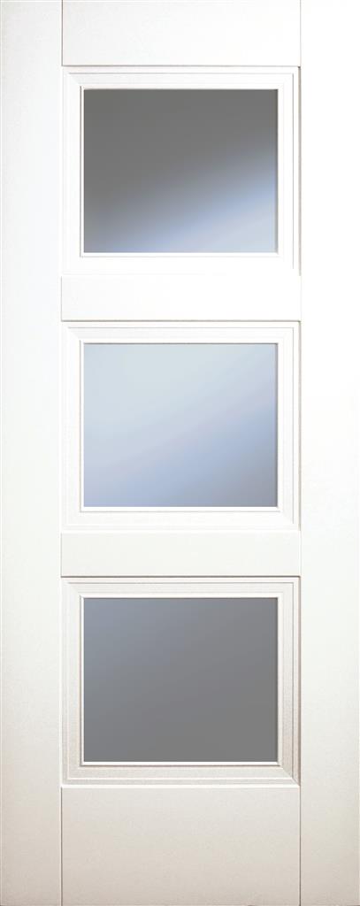 Franklin White Primed 3 Panel Clear Glass Door 78x30