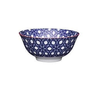 Kitchencraft Blue  Floral Geometric Bowl 15.7cm