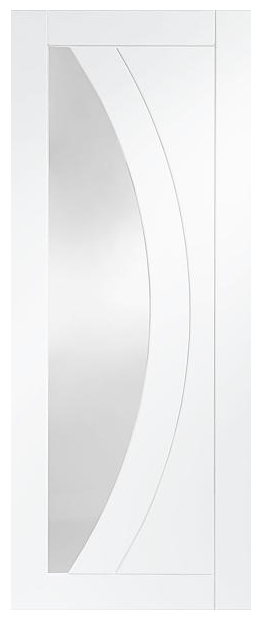 Lismore Grooved Curved Glazed Primed Door White 80x34