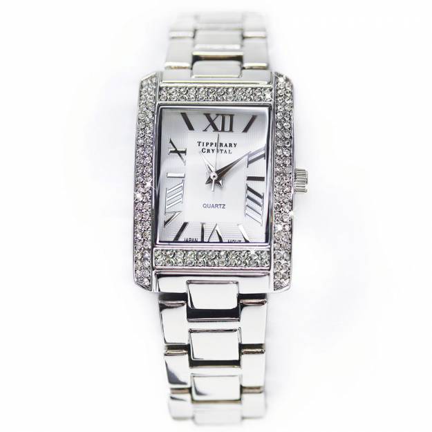 Tipperary Crystal Fire age silver ladies watch