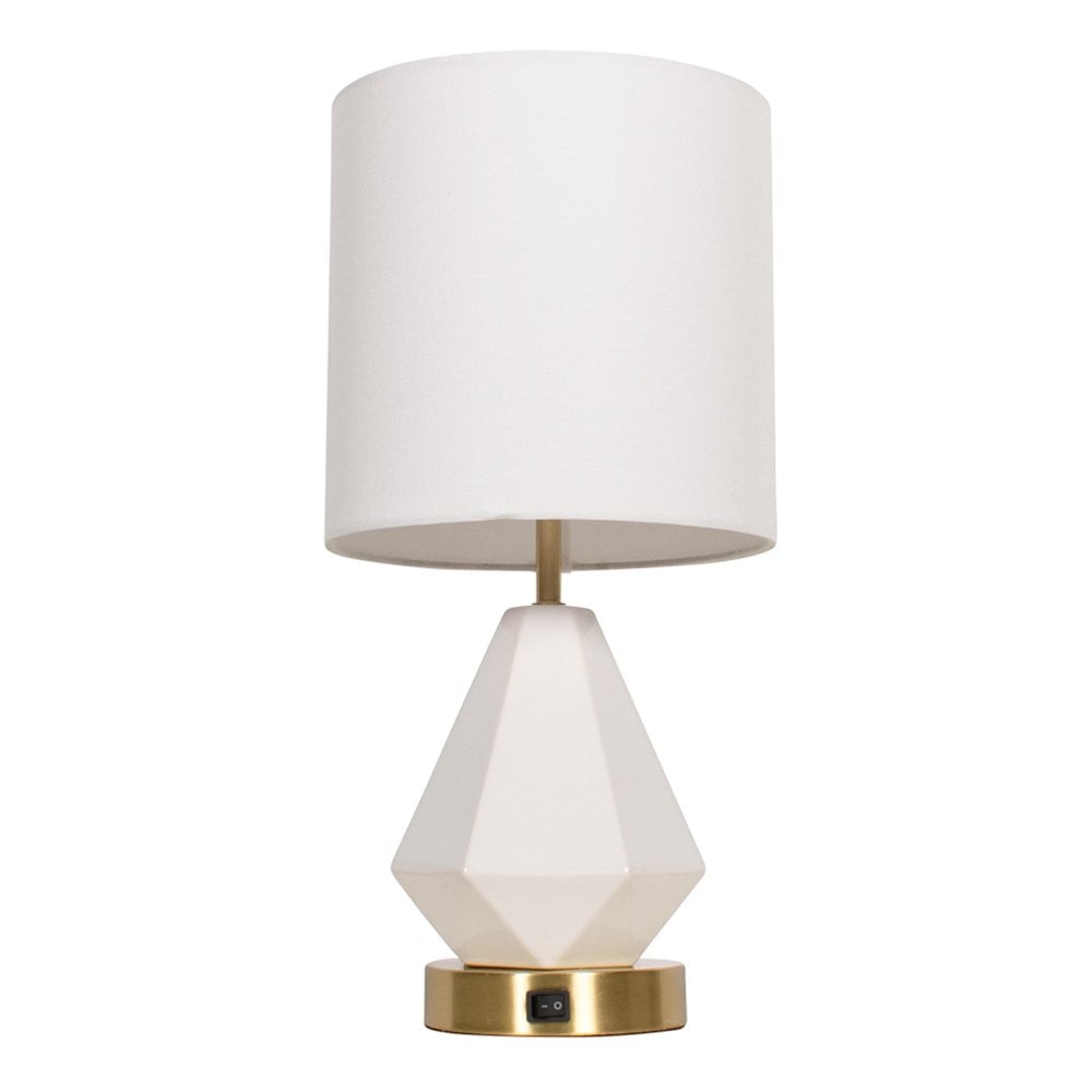 Geometric Bedside Lamp White Gold
